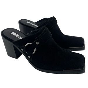 Zigi Bretti Women’s Black Suede Block Heel Mules Size 9 – Western Boho Slip-On